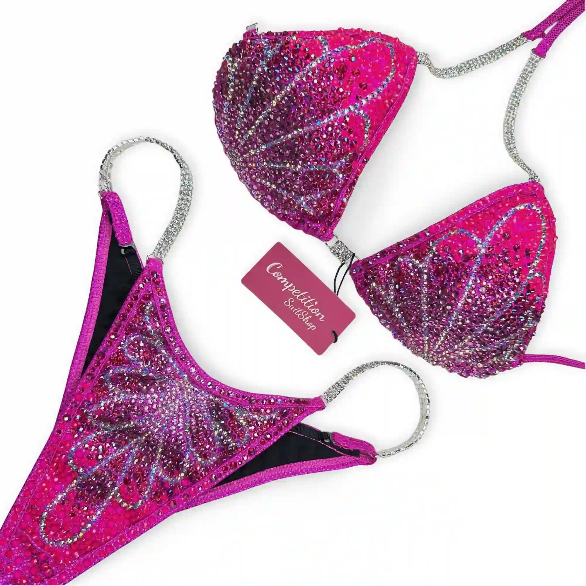 Neon Pink Bloom Competition Bikini BM191-1